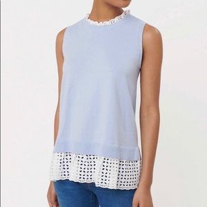 NWT LOFT Women's Eyelet Mixed Media Sweater Tank